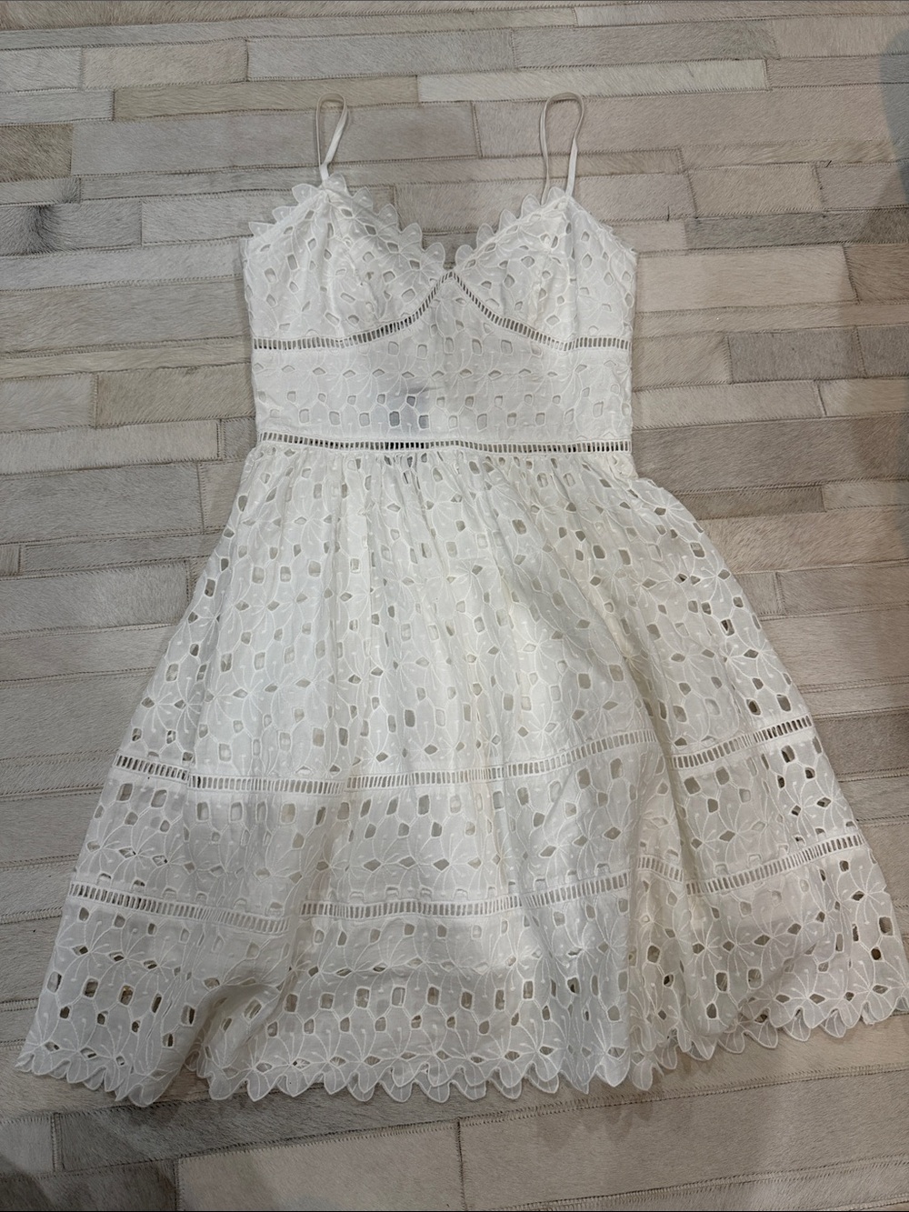 bebe White Eyelet Spaghetti-Strap Dress